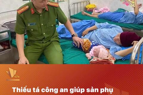 Trên đường về nhà, Thiếu tá Đặng Ngọc Cường, Công an phường Trần Phú (tỉnh Hà Giang) đã giúp một sản phụ 'vượt cạn' thành công ngay bên vệ đường.