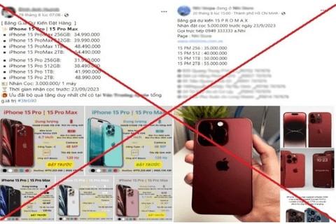 Cảnh giác khi đặt cọc mua điện thoại iPhone 15 trên mạng
